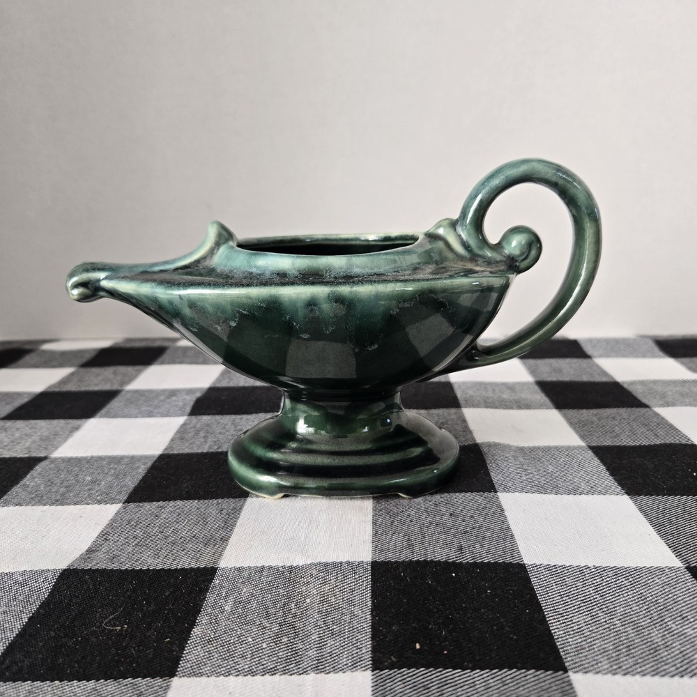 Vintage Ceramic Drip Glaze  Aladin's Genie Lamp Planter Vase Glossy Finish